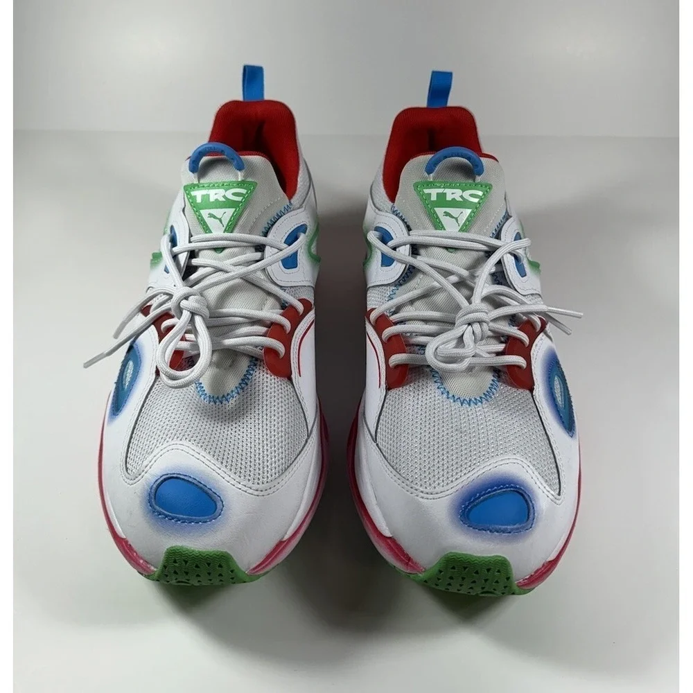 PUMA TRC Blaze Neon Sneakers Shoes White‎ Multicolor Mens Sz 8.5 *NEW* 386783-01